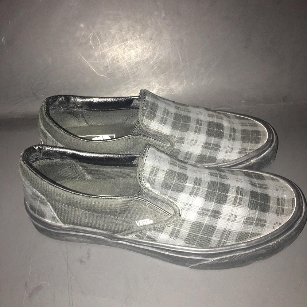Grey and Black Plaid Vans